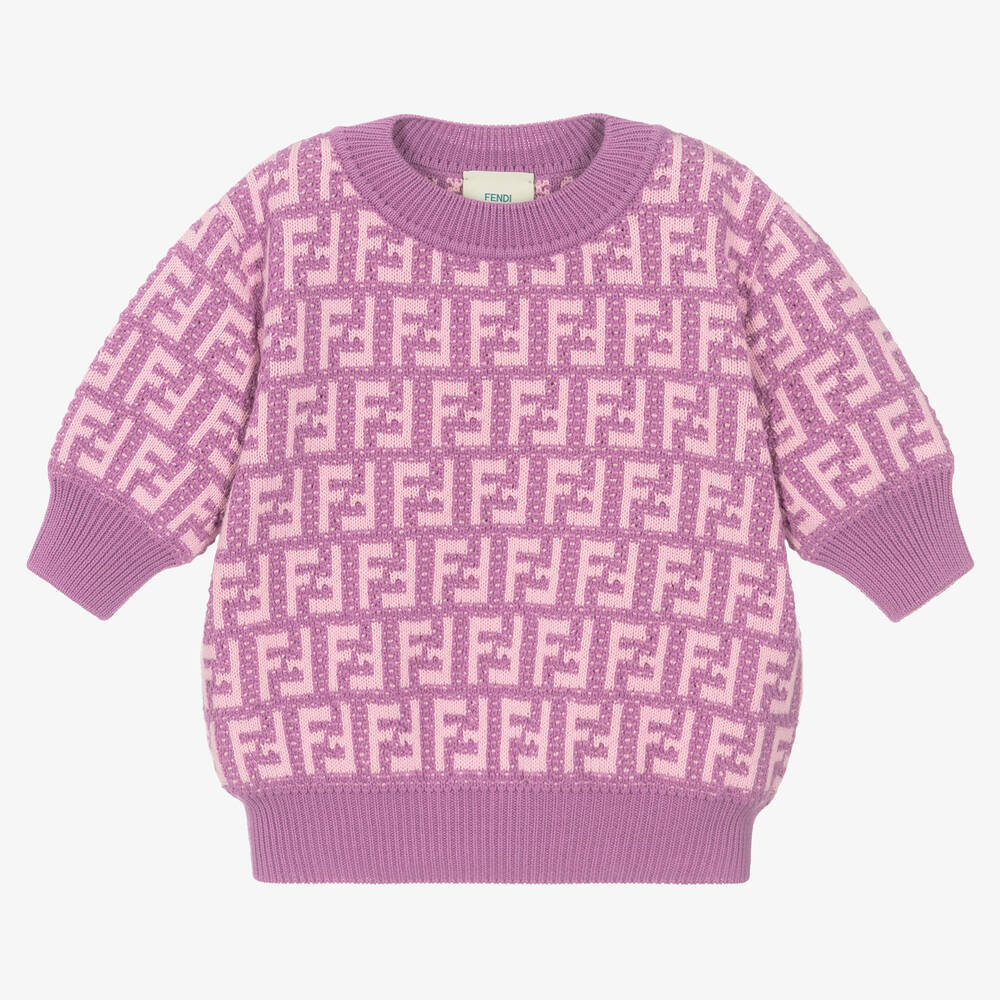 Fendi - Teen Girls Lilac FF Logo Cotton Sweater  | Childrensalon