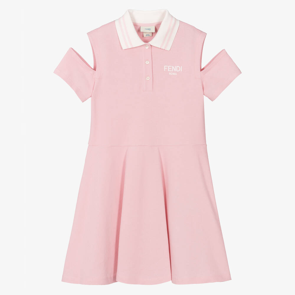 Fendi Teen Girls Pink Cotton Polo Dress