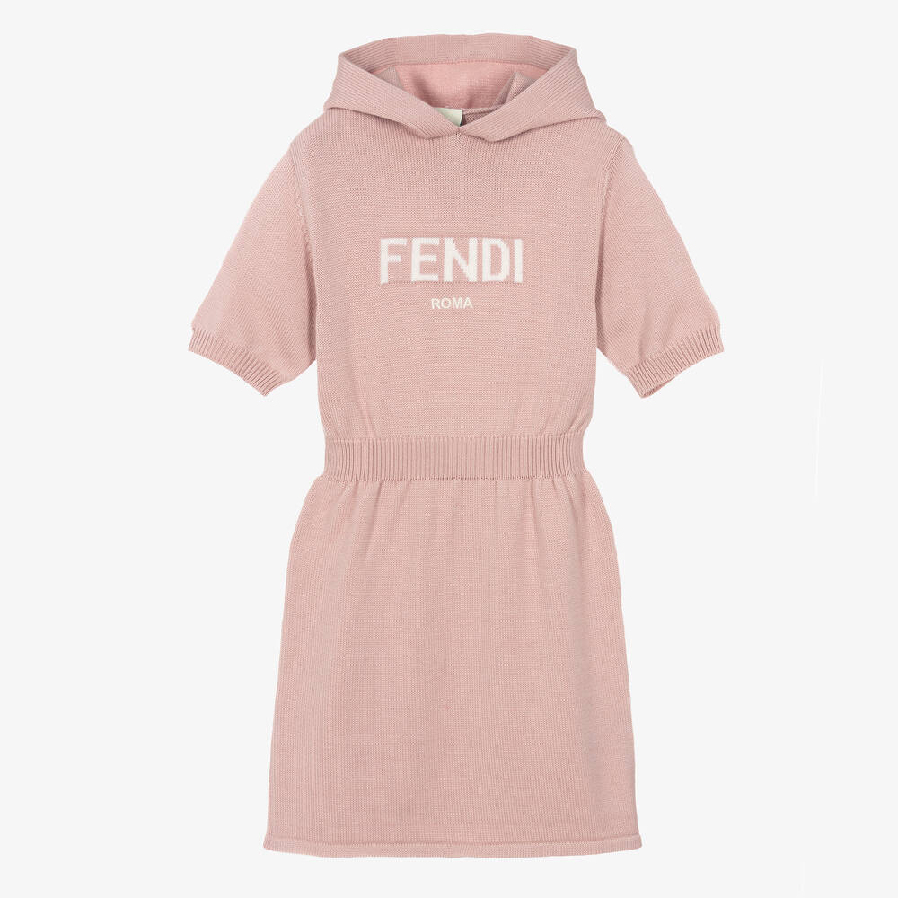 Fendi - Teen Girls Pink Knitted Wool Dress | Childrensalon