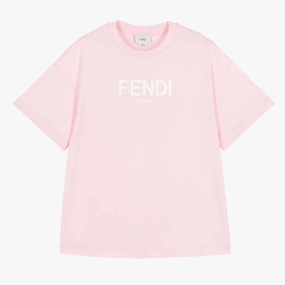 Fendi - Розовая хлопковая футболка Roma для девочек-подростков | Childrensalon