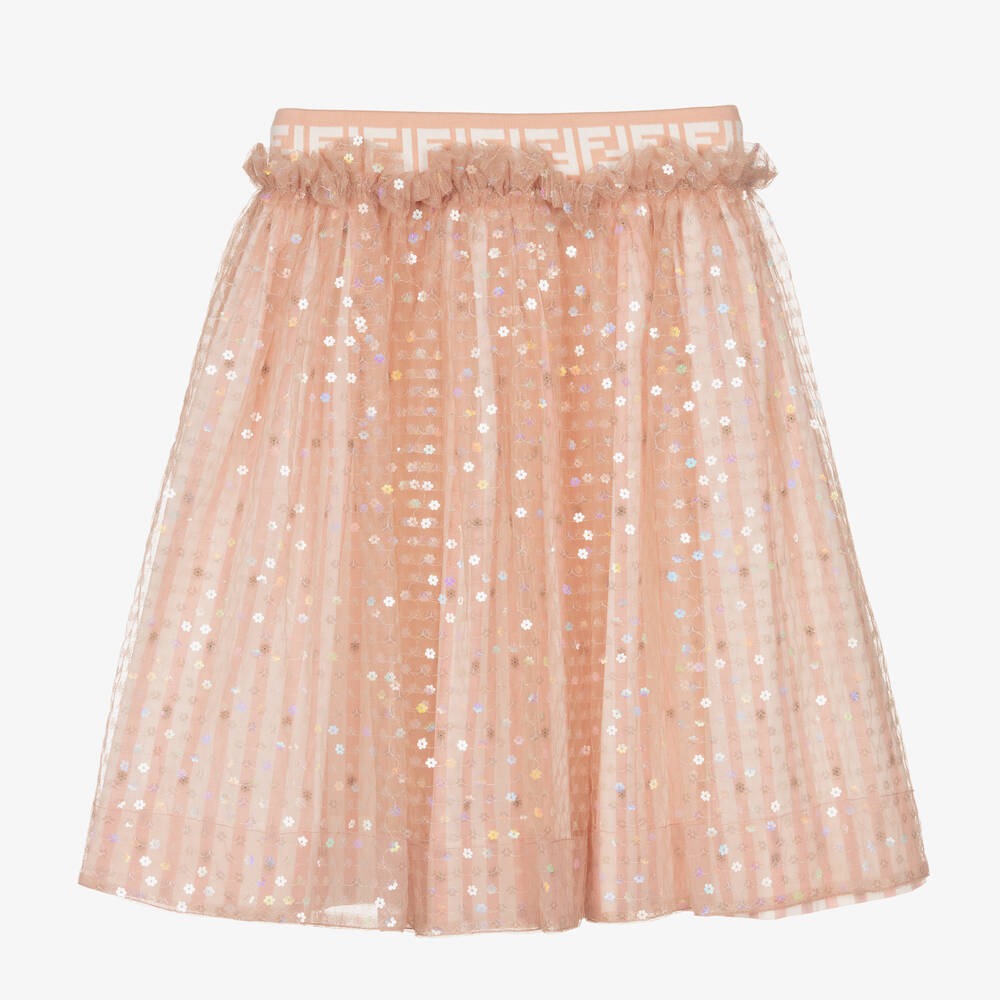 Fendi - Teen Girls Pink Sequin Tulle Skirt  | Childrensalon