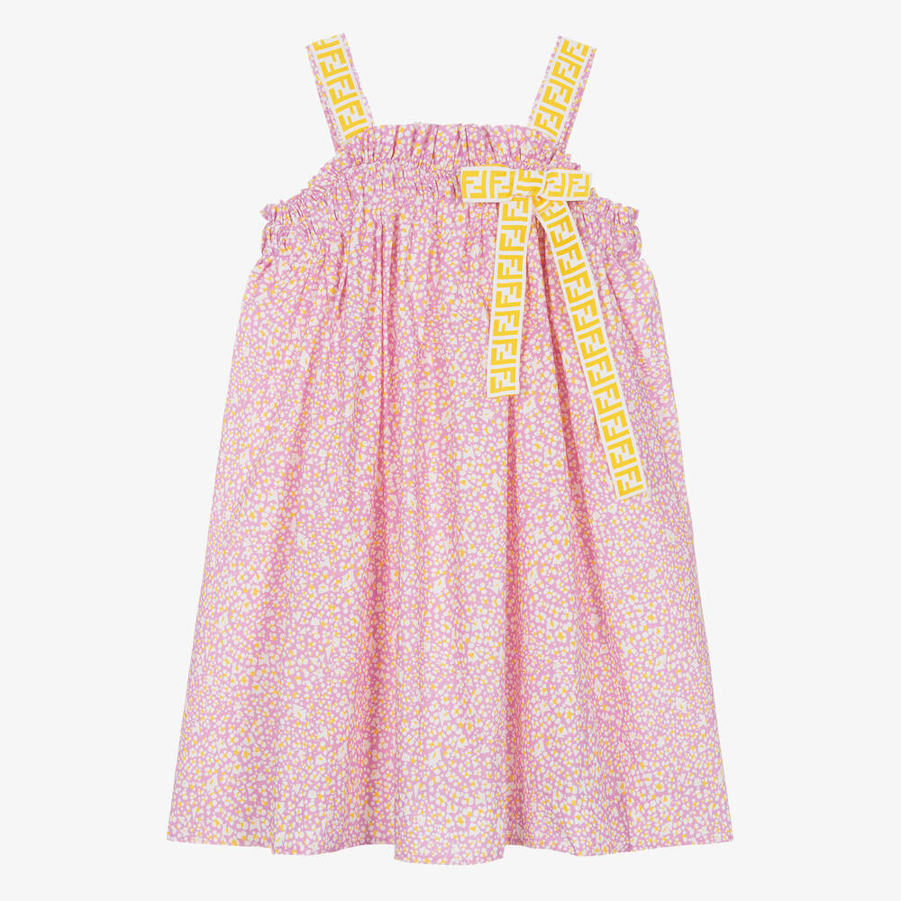 Fendi - Teen Girls Pink & Yellow Cotton Dress | Childrensalon