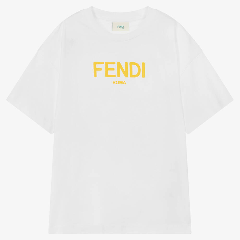 Fendi - Teen White Cotton Logo T-Shirt | Childrensalon