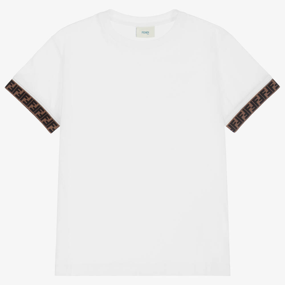 Fendi - T-shirt blanc en coton FF ado | Childrensalon
