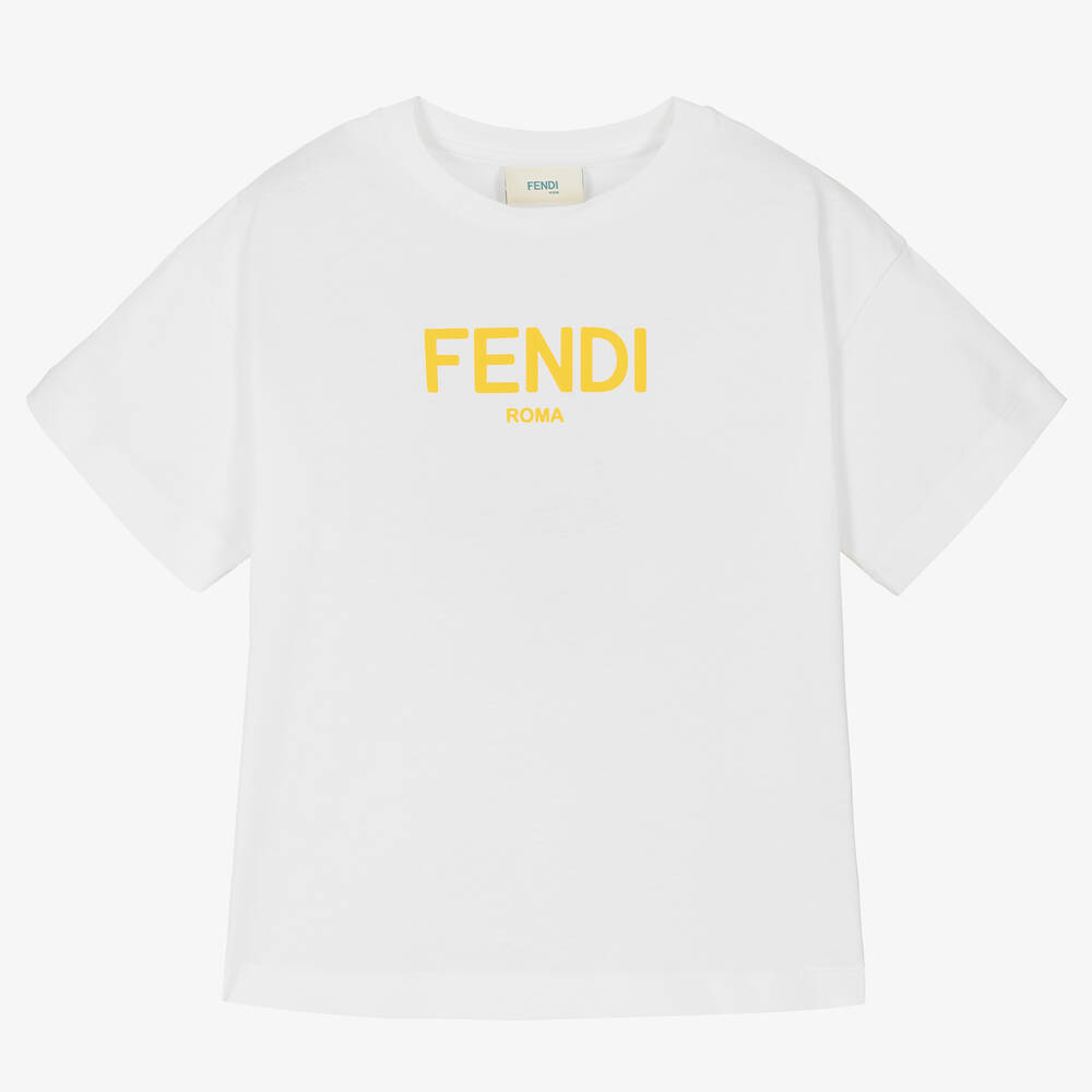 Fendi - Белая хлопковая футболка Roma | Childrensalon