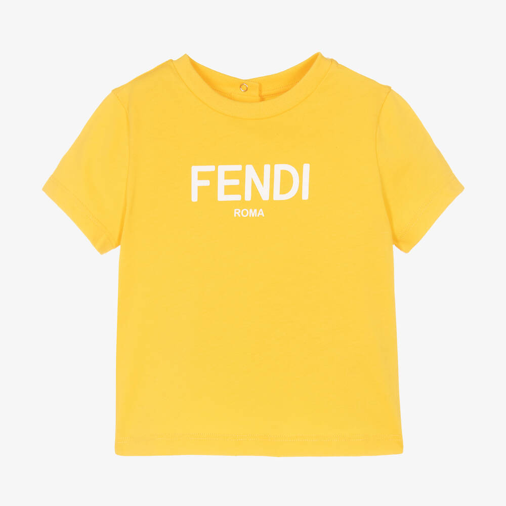 Fendi - تيشيرت قطن لون أصفر للأطفال | Childrensalon