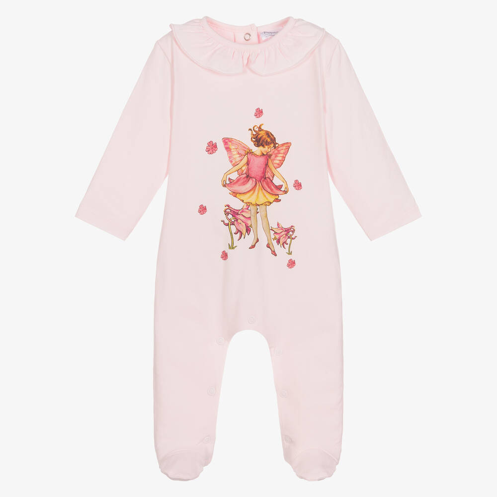 Flower Fairies™ by Childrensalon - Girls Pink Cotton Jersey Babygrow | Childrensalon