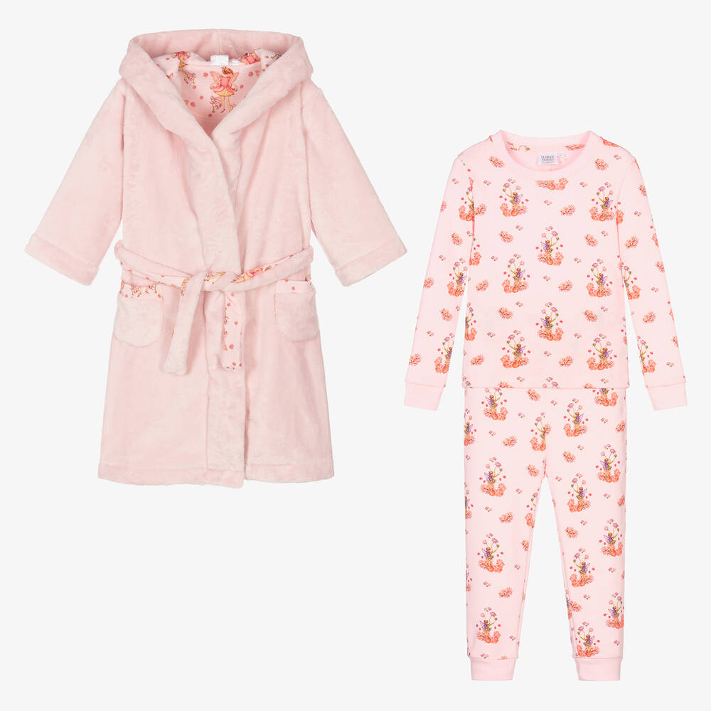 Flower Fairies By Childrensalon Girls Pink Dressing Gown & Pyjamas Set