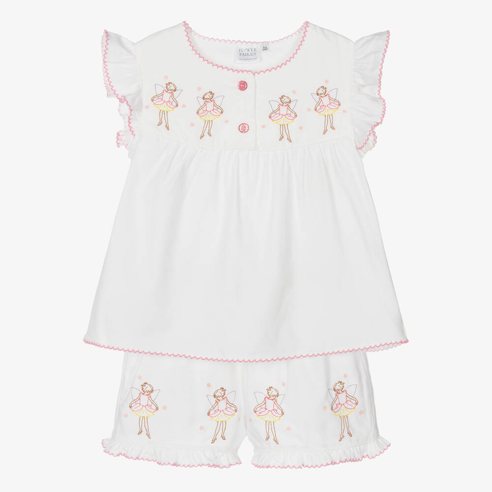 Flower Fairies™ by Childrensalon - Pyjama blanc en coton brodé fille | Childrensalon