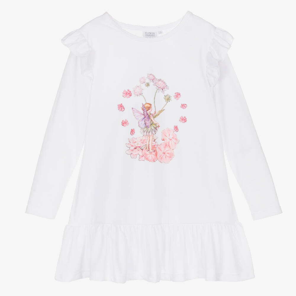Flower Fairies™ by Childrensalon - Белая ночная рубашка из джерси для девочек | Childrensalon