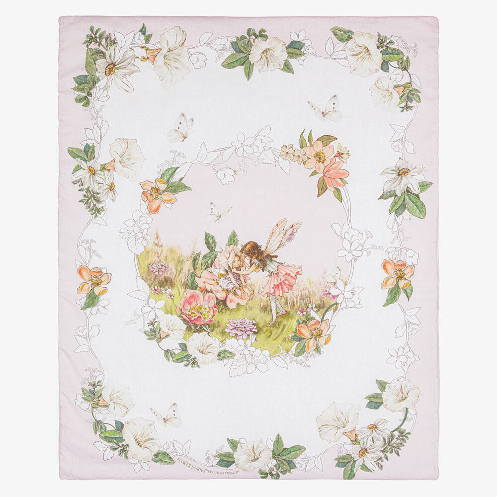 Flower Fairies™ by Childrensalon - Pink & Ivory Linen & Cotton Blanket (95cm) | Childrensalon