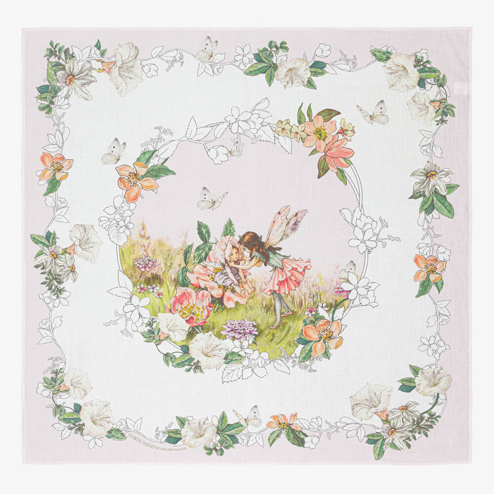 Flower Fairies™ by Childrensalon - White & Pink Cotton Swaddle (100cm) | Childrensalon