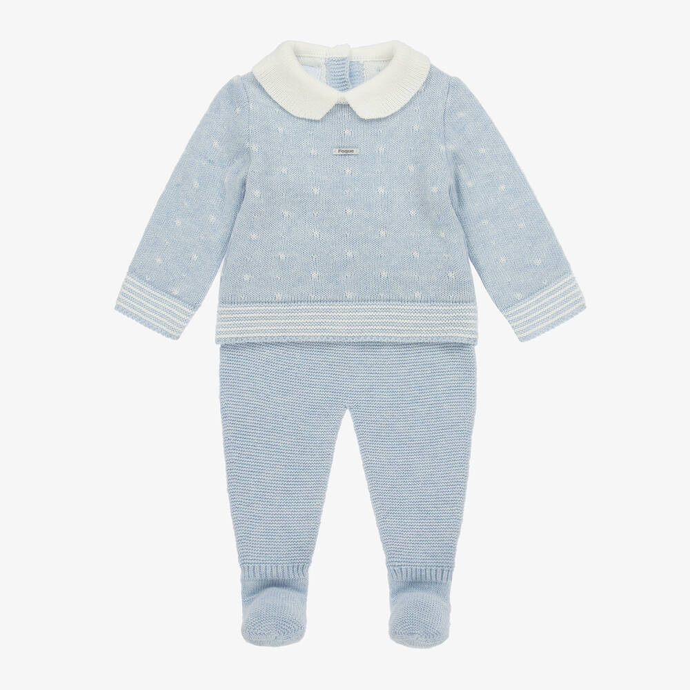 Foque - Baby Boys Blue Viscose Knit 2 Piece Babygrow | Childrensalon