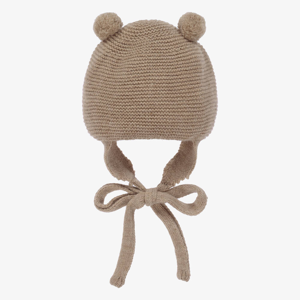 Foque - Бежевая вязаная шапка с помпонами | Childrensalon