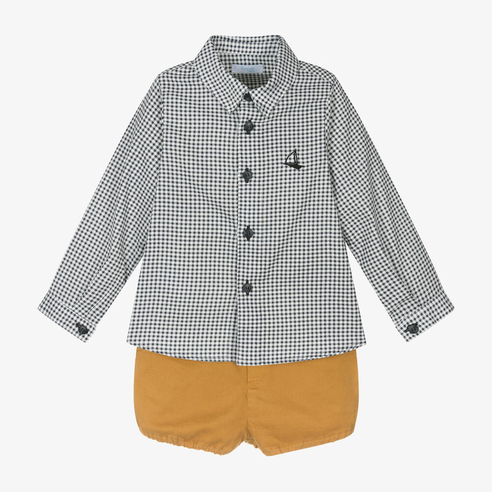 Foque - Boys Black & Yellow Cotton Shorts Set | Childrensalon