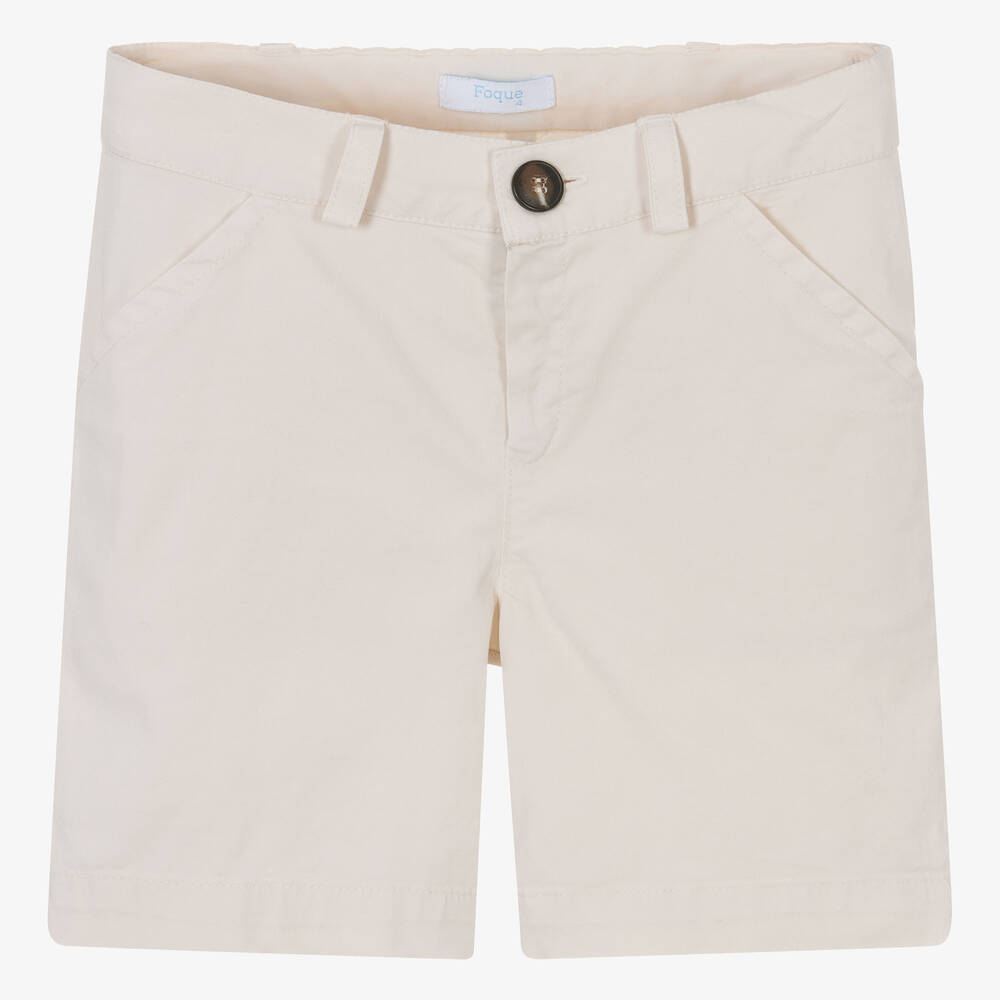 Foque - Boys Dark Ivory Cotton Shorts | Childrensalon