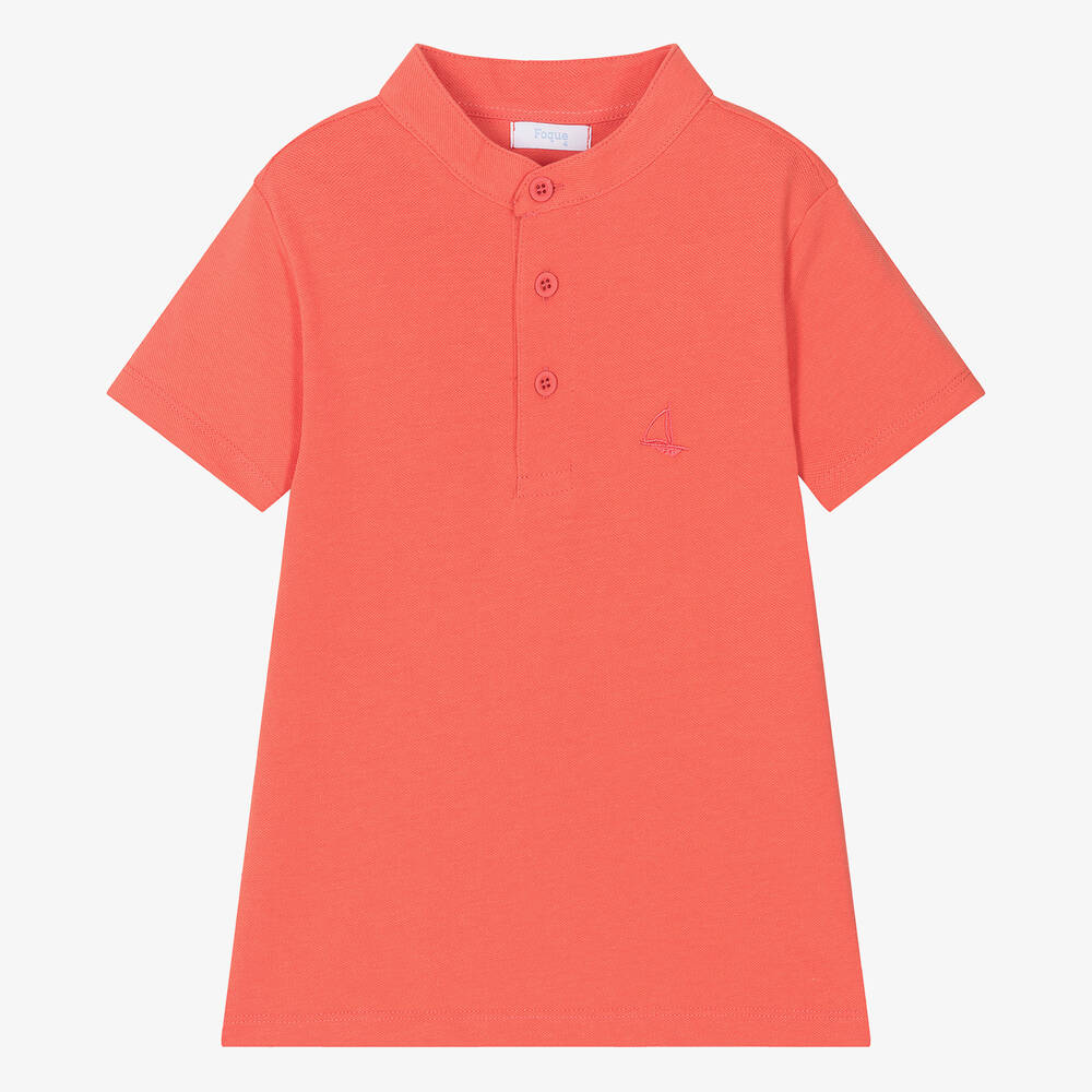 Shop Foque Boys Orange Cotton Polo Shirt
