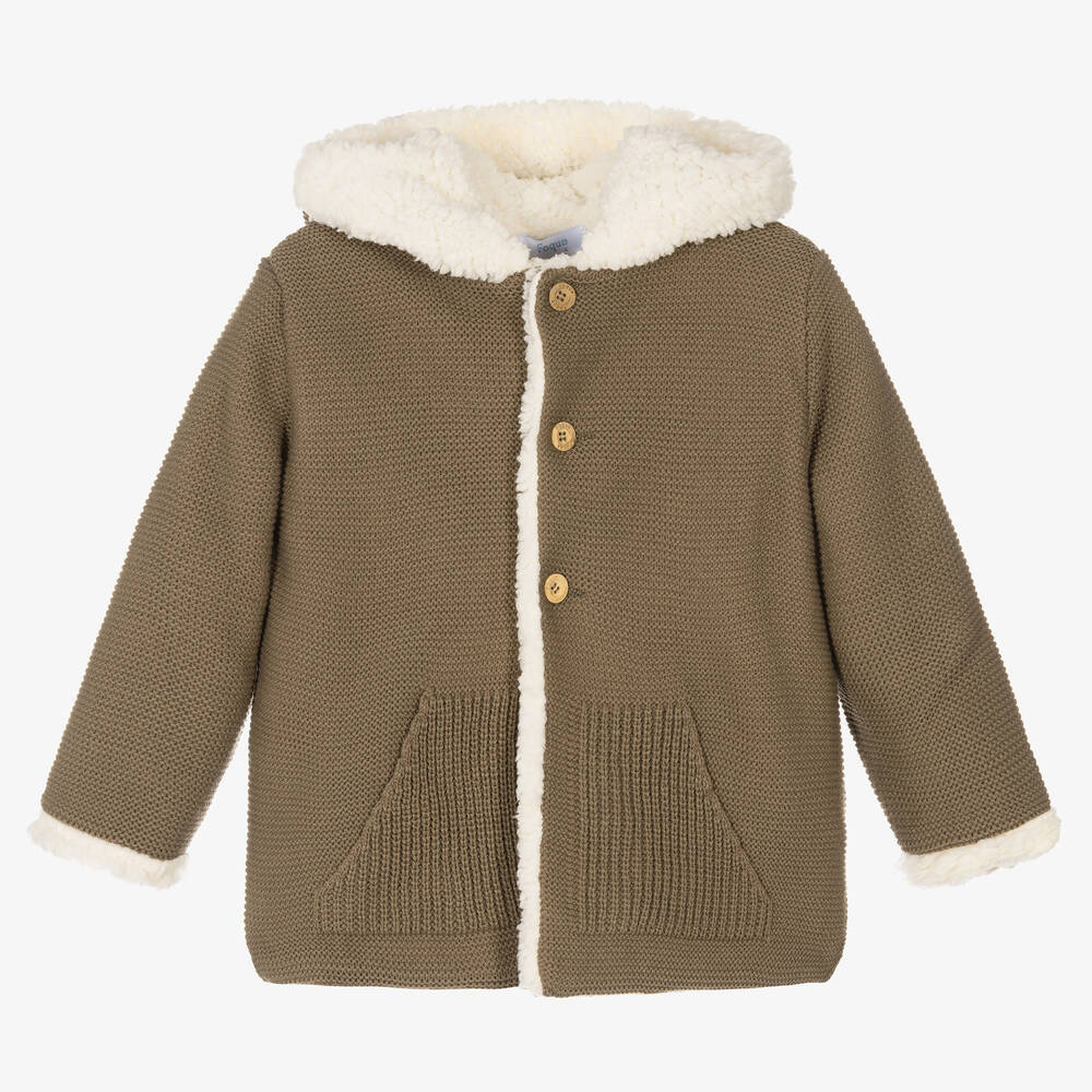 Foque - Abrigo marrón de punto con capucha | Childrensalon