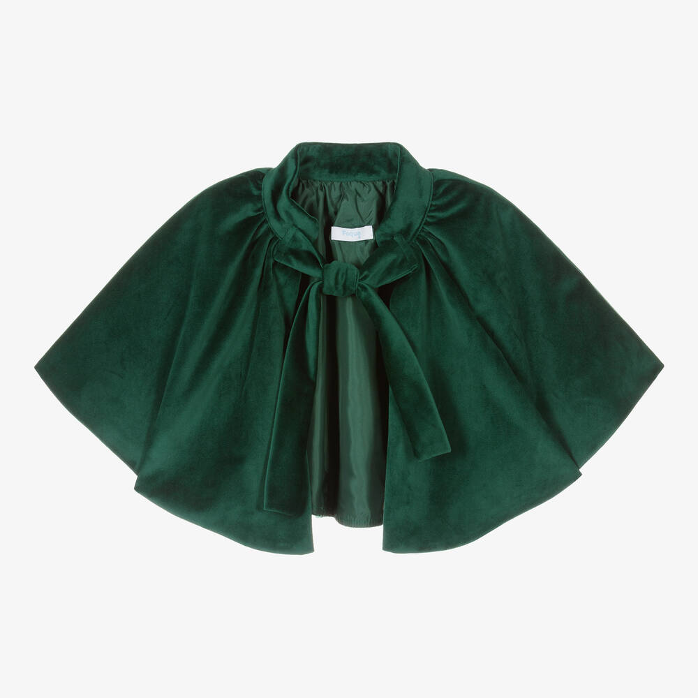 Foque - Girls Green Velour Cape | Childrensalon