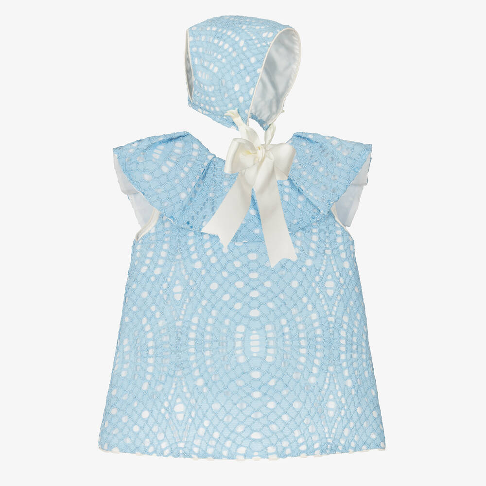 Foque - طقم فستان أطفال بناتي مزيج قطن لون أزرق فاتح | Childrensalon