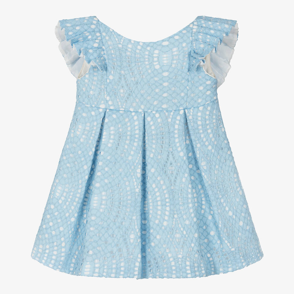 Foque - Girls Light Blue Lace Dress | Childrensalon