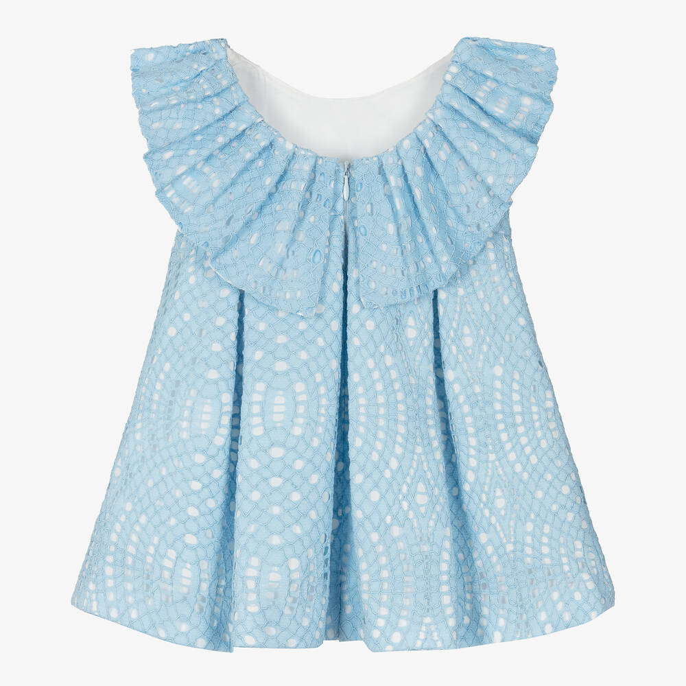 Foque - Girls Light Blue Lace Dress | Childrensalon