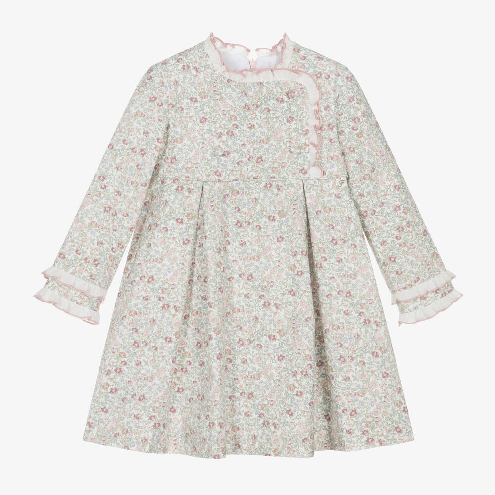 Foque - Girls Pink Cotton Floral Dress | Childrensalon