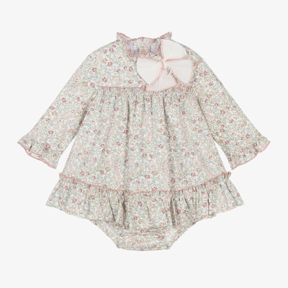 Foque - Girls Pink Cotton Floral Dress | Childrensalon