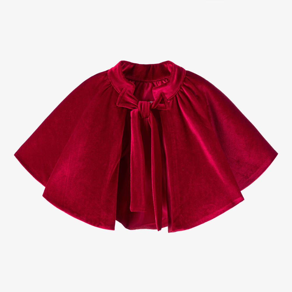 Foque - Girls Red Velour Cape | Childrensalon