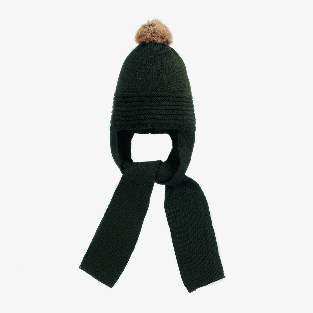 Foque Babies' Green Knit Hat & Scarf
