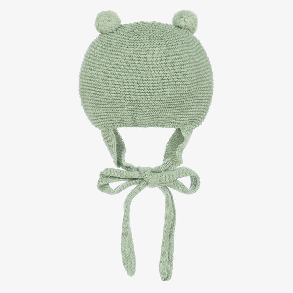 Foque - Green Knitted Pom-Pom Hat | Childrensalon