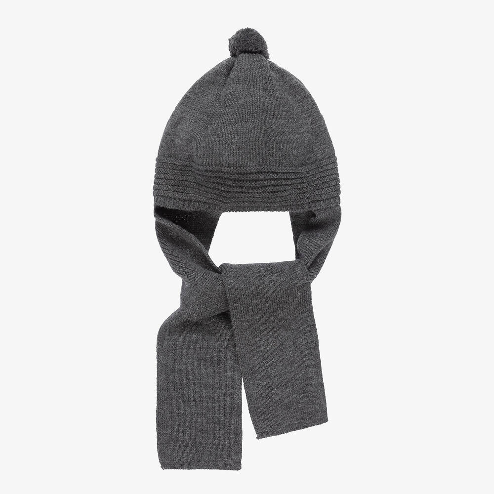 Foque - Grey Knitted Pom-Pom Hat  | Childrensalon