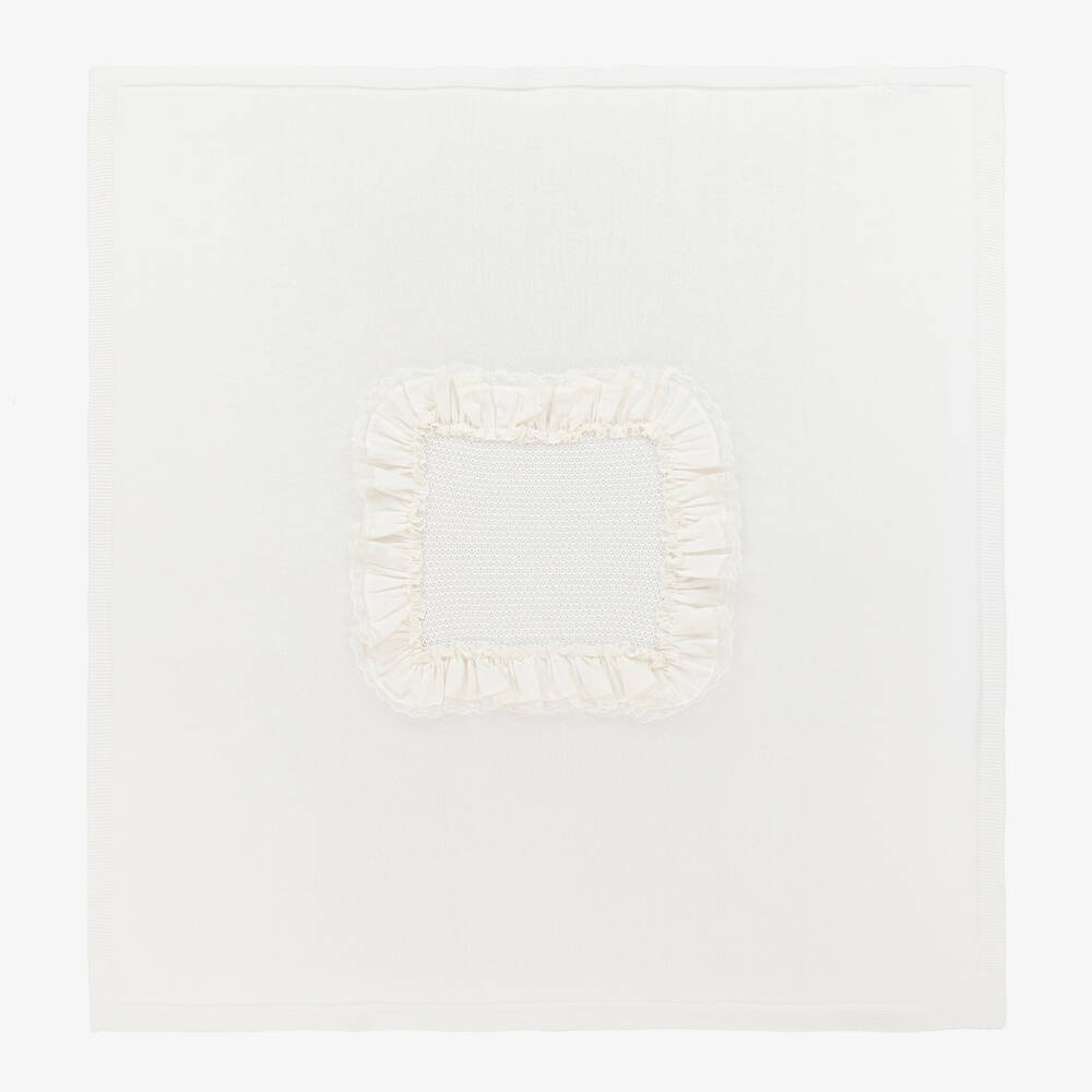 Shop Foque Ivory Cotton Knit Baby Blanket (95cm)