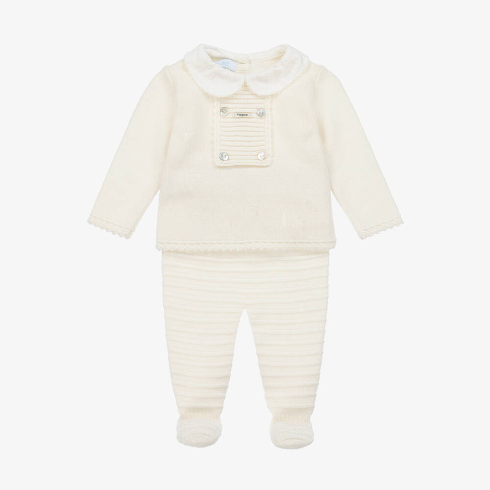 Foque - Ivory Knitted 2 Piece Babygrow | Childrensalon