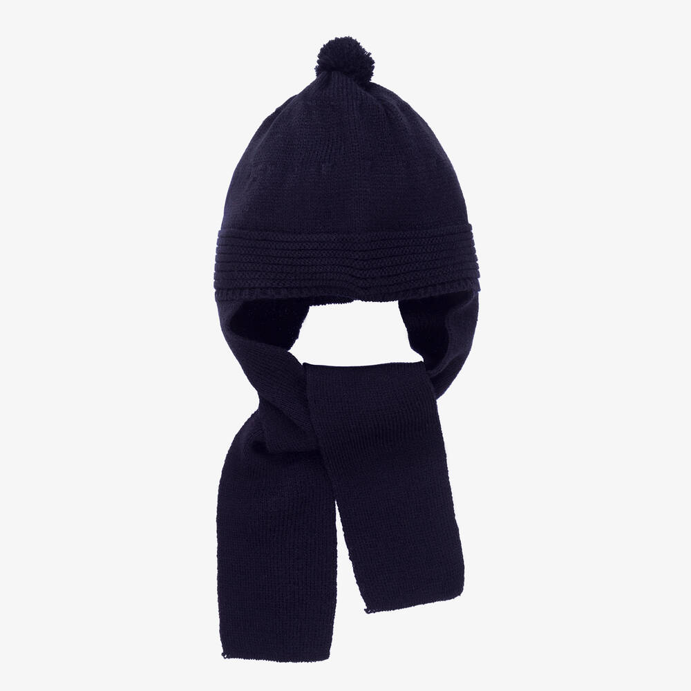 Foque - Navy Blue Knitted Pom-Pom Hat | Childrensalon