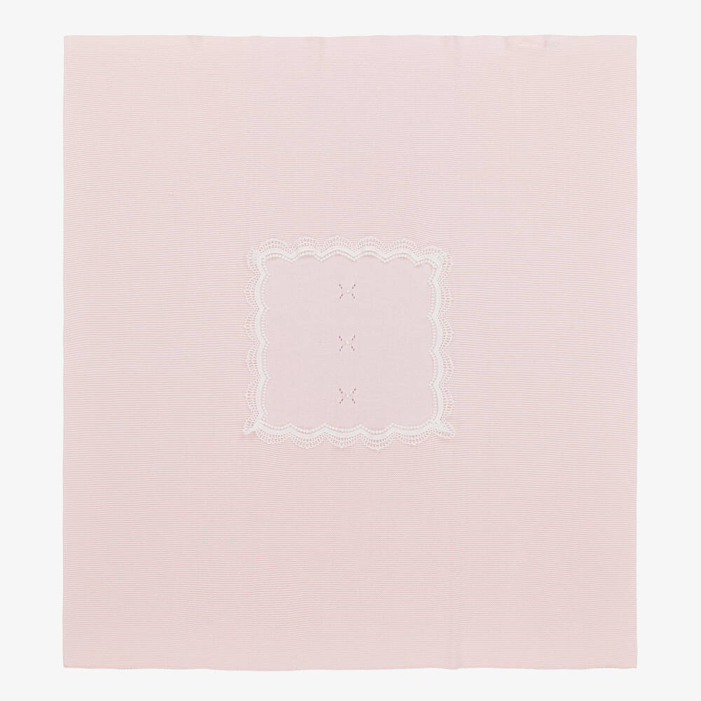 Foque - Pink Cotton Knit Baby Blanket (96cm) | Childrensalon