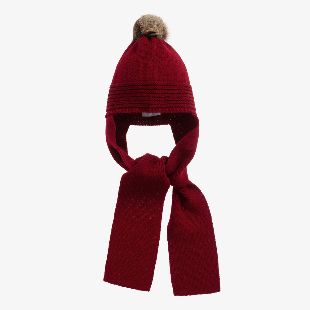 Foque Babies' Red Knit Hat & Scarf