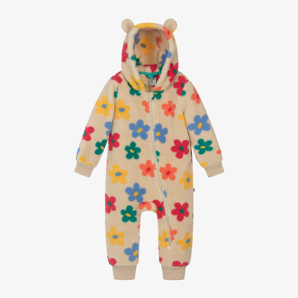 Frugi - Baby Girls Beige Floral Pramsuit | Childrensalon