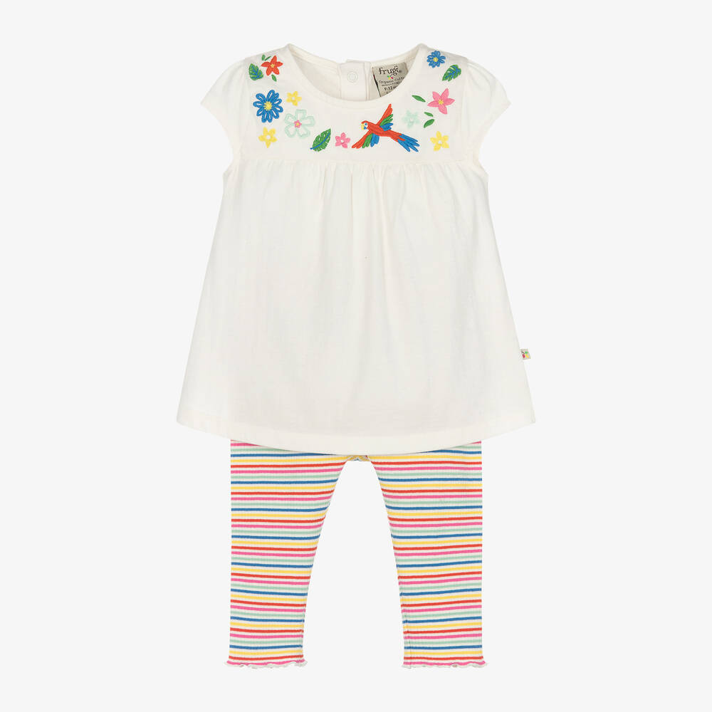 Frugi - Baby Girls Rainbow Stripe Leggings Set | Childrensalon