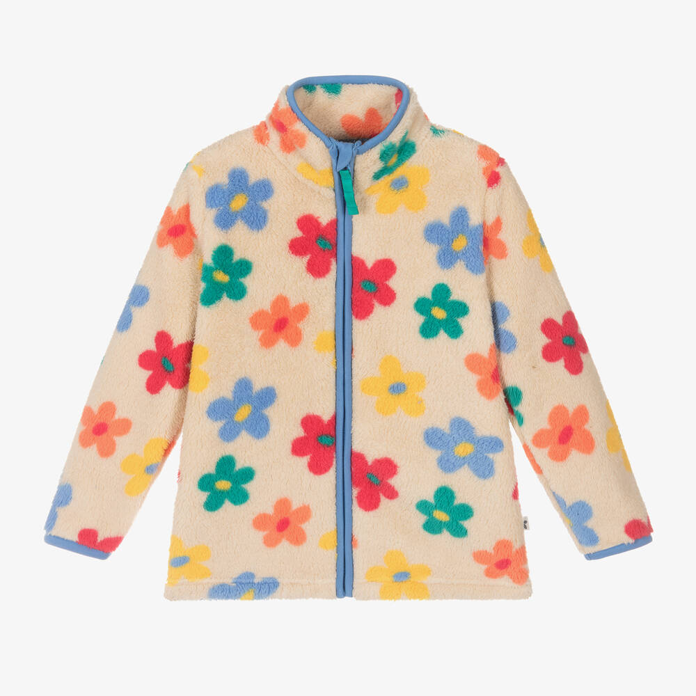 Frugi - Beige Floral Fleece Zip-Up Jacket | Childrensalon