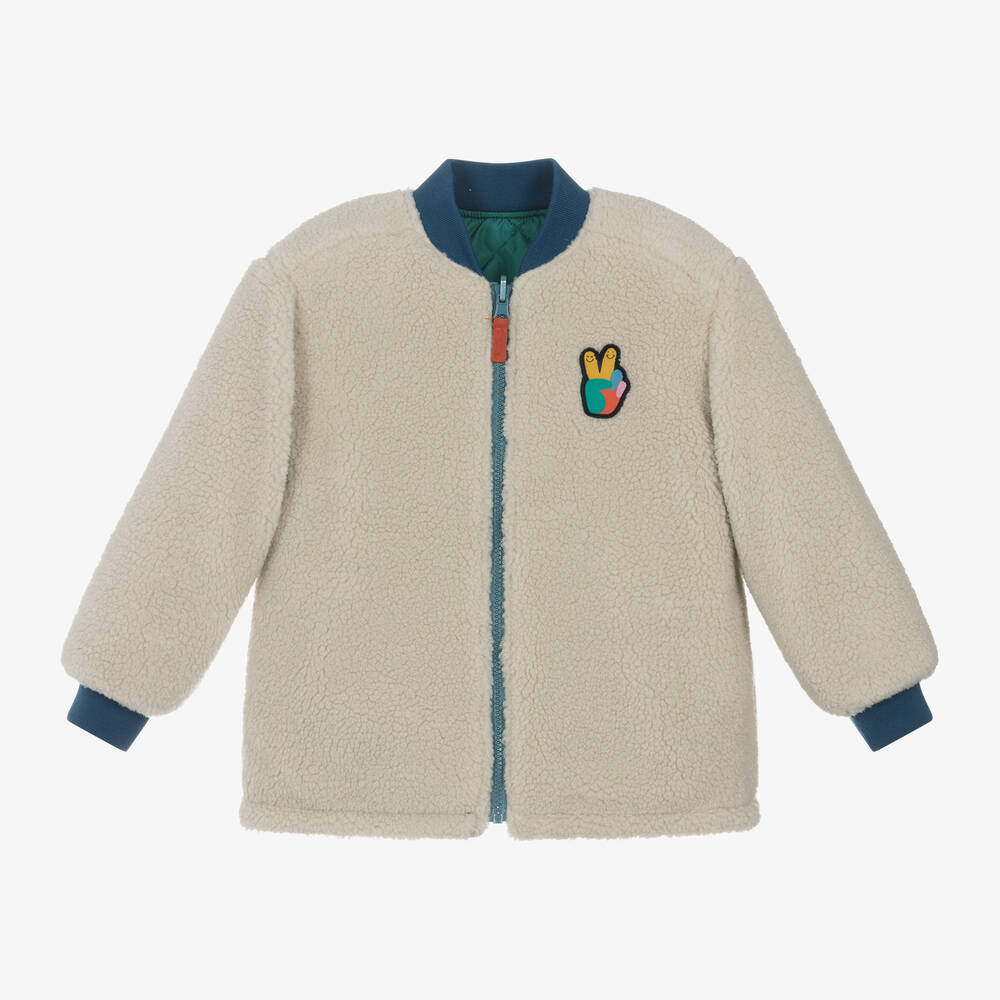 Frugi - Boys Beige & Green Reversible Jacket | Childrensalon