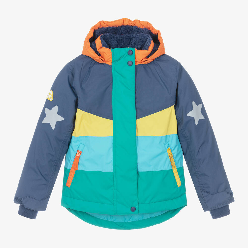 Frugi - Boys Blue Colourblock Ski Jacket | Childrensalon