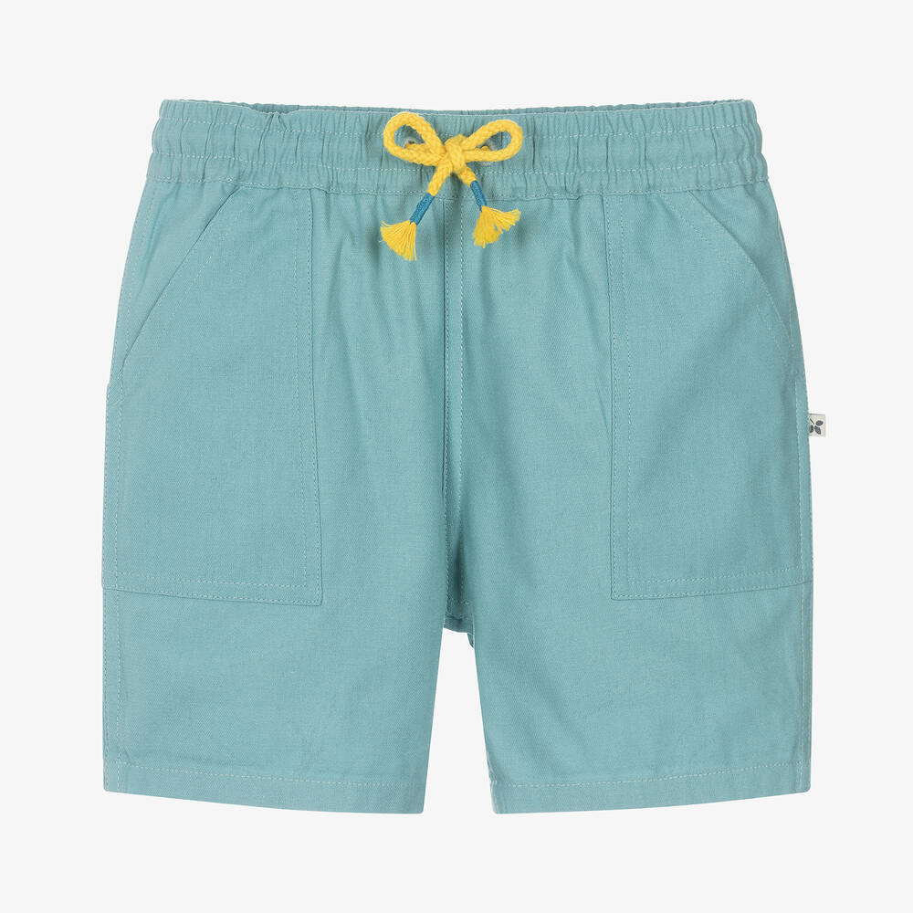 Frugi - Boys Blue Cotton Reversible Shark Shorts | Childrensalon