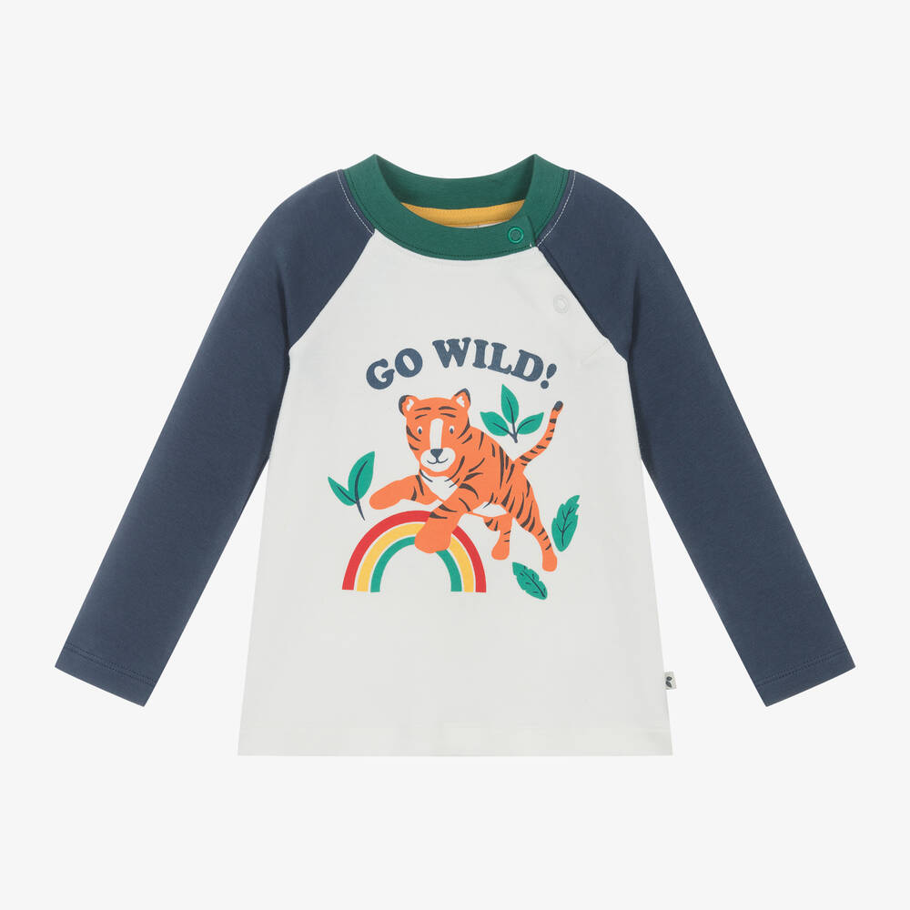 Frugi - Boys Ivory Cotton Tiger Top | Childrensalon