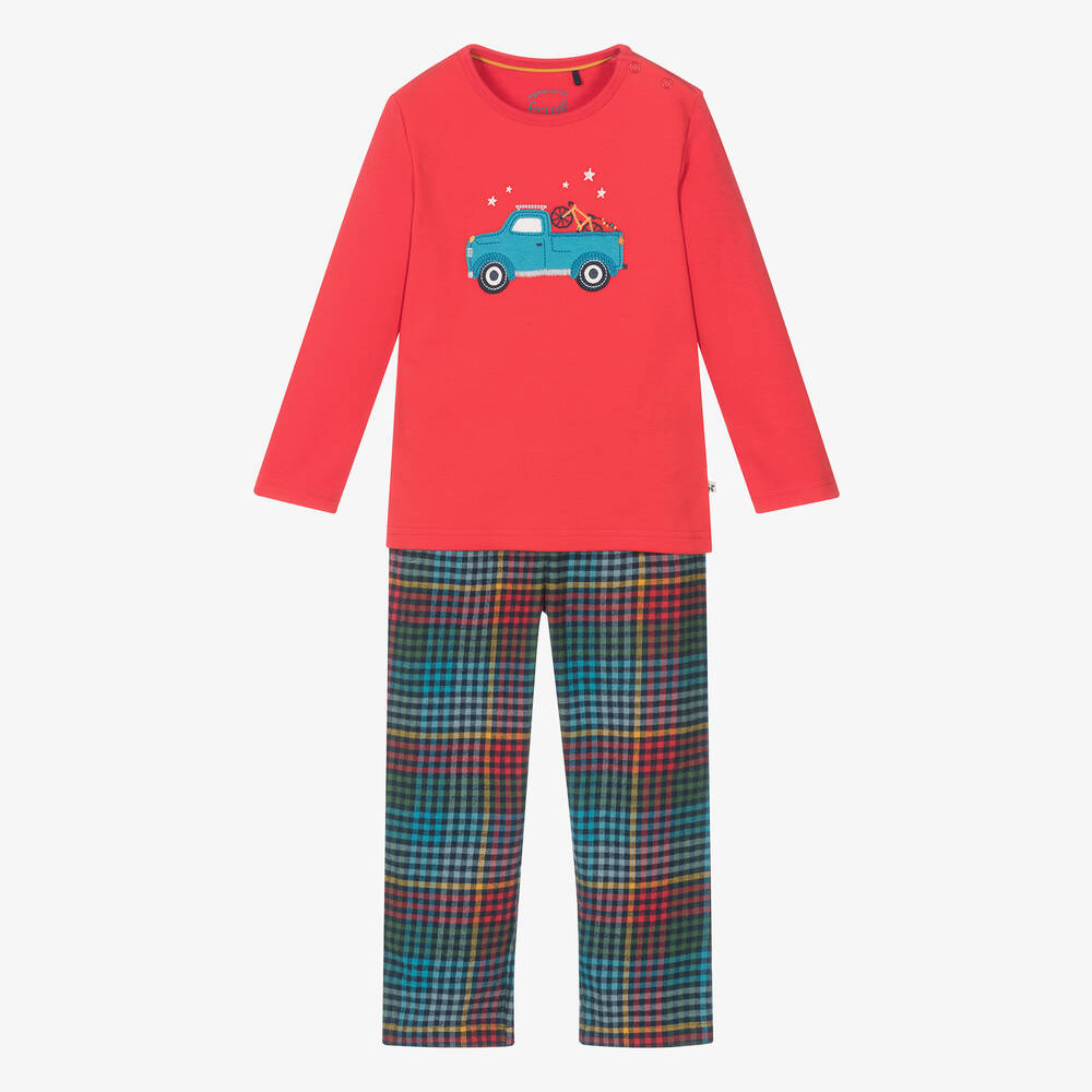 Frugi Kids' Boys Red Cotton Truck Pyjamas