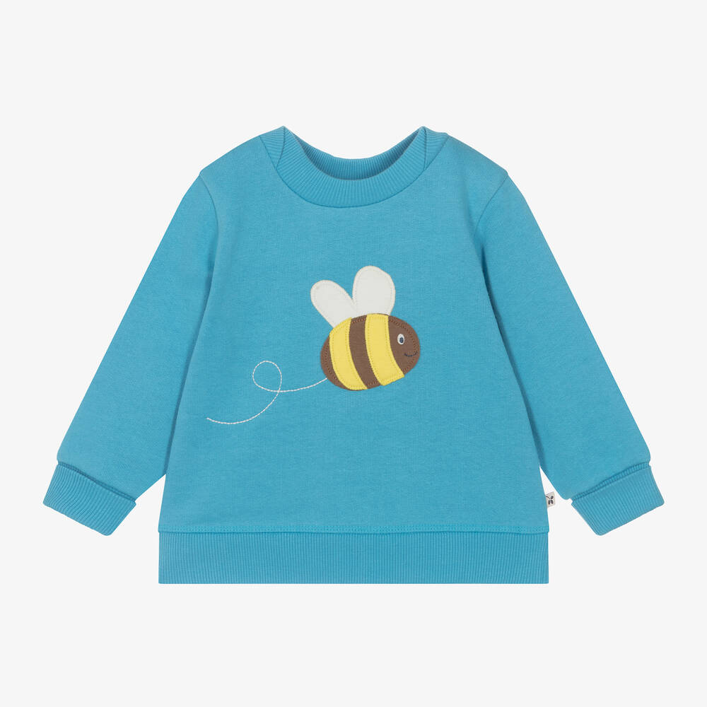 Frugi - Girls Blue Organic Cotton Bee Sweatshirt | Childrensalon