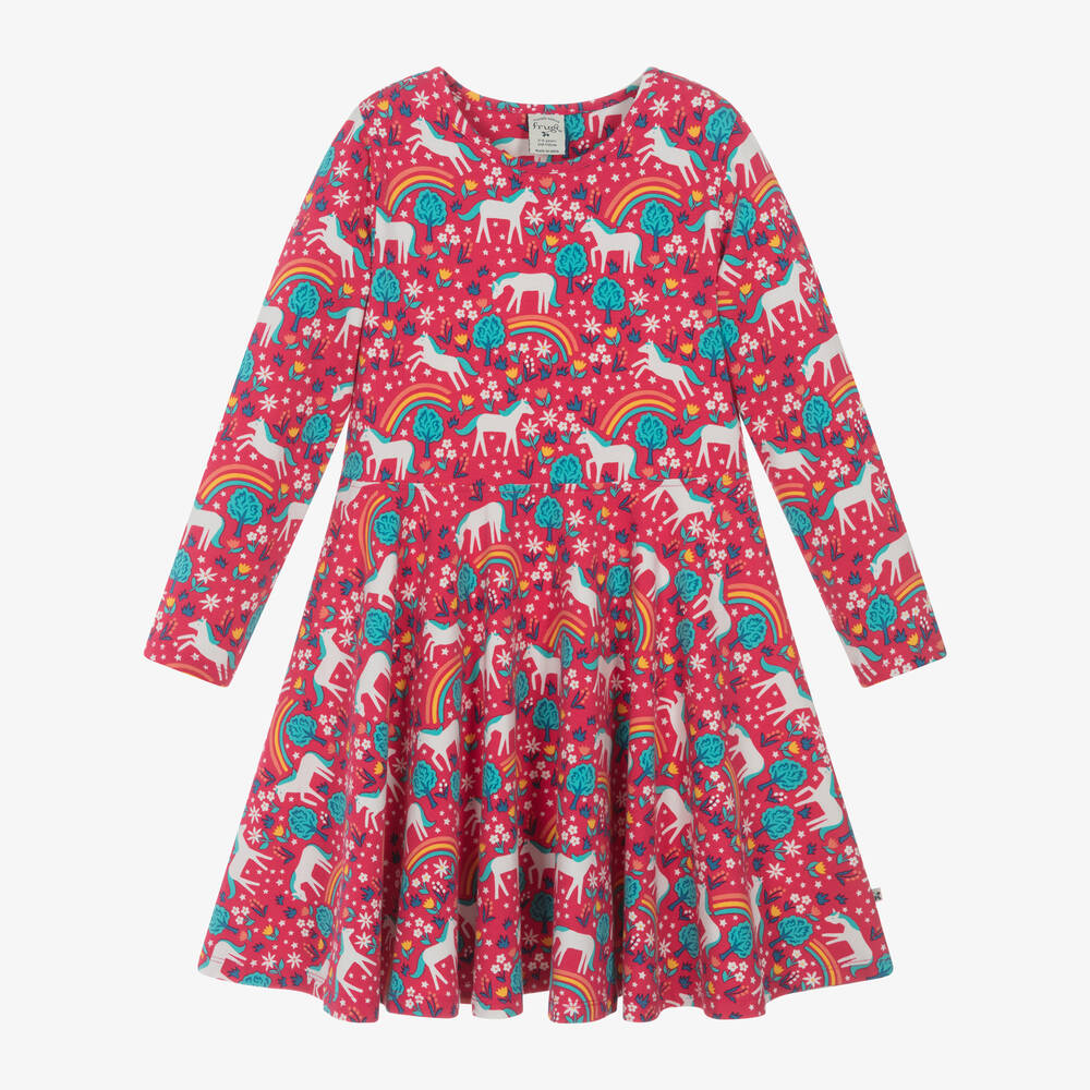 Frugi - Girls Pink Organic Cotton Horse Dress | Childrensalon