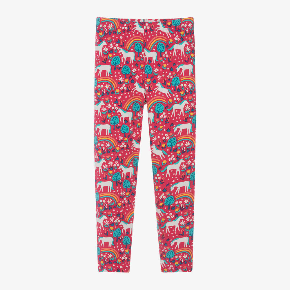 Frugi - Girls Pink Organic Cotton Horse Leggings | Childrensalon