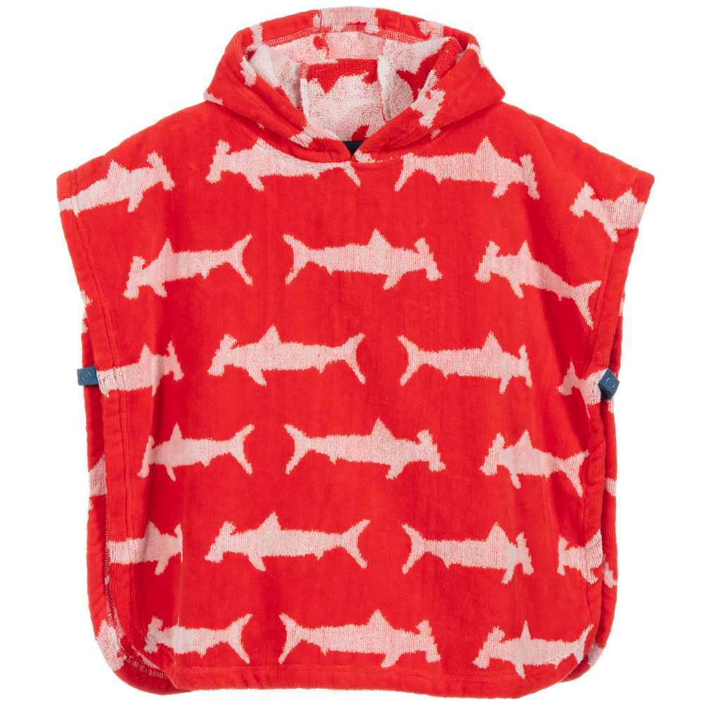 Frugi - منشفة هودي قطن عضوي لون أحمر للأطفال | Childrensalon