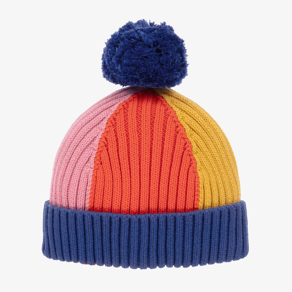 Frugi - Rainbow Cotton Knit Pom-Pom Hat | Childrensalon